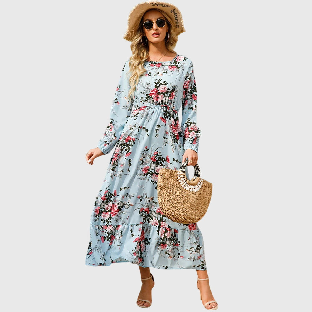 Chelsea – Maxi-Wickelkleid mit Blumenmuster und langen Ärmeln