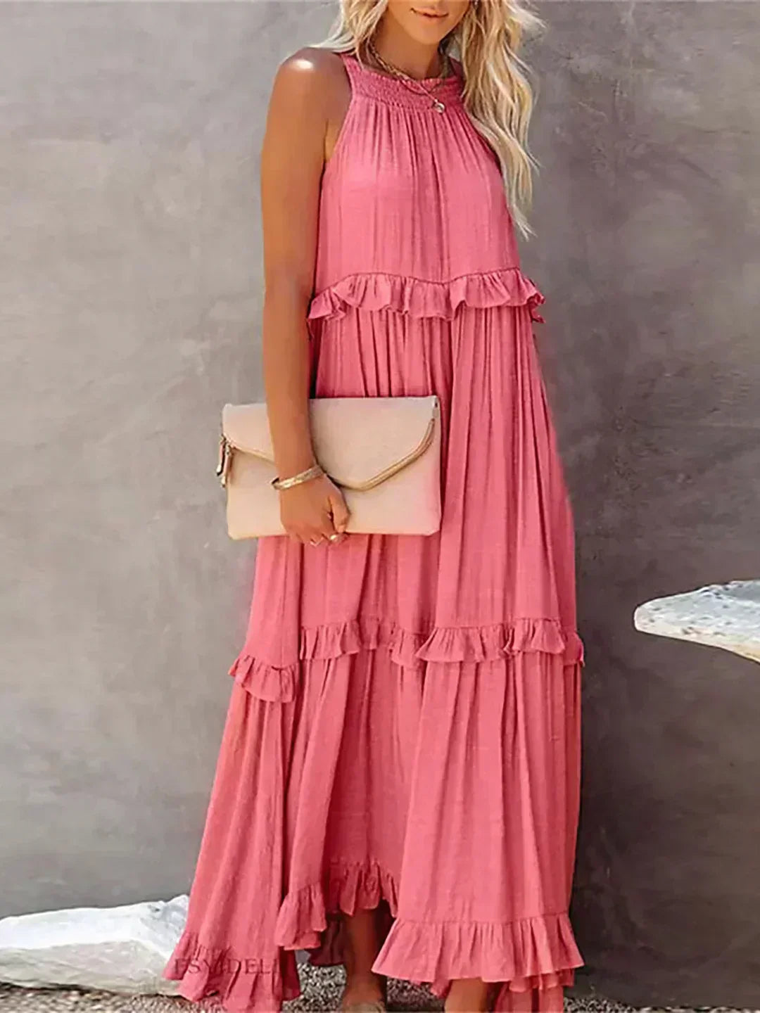LANDRY | Schickes ärmelloses Kleid mit Rüschenbesatz