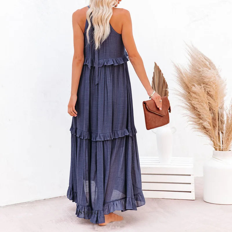 LANDRY | Schickes ärmelloses Kleid mit Rüschenbesatz