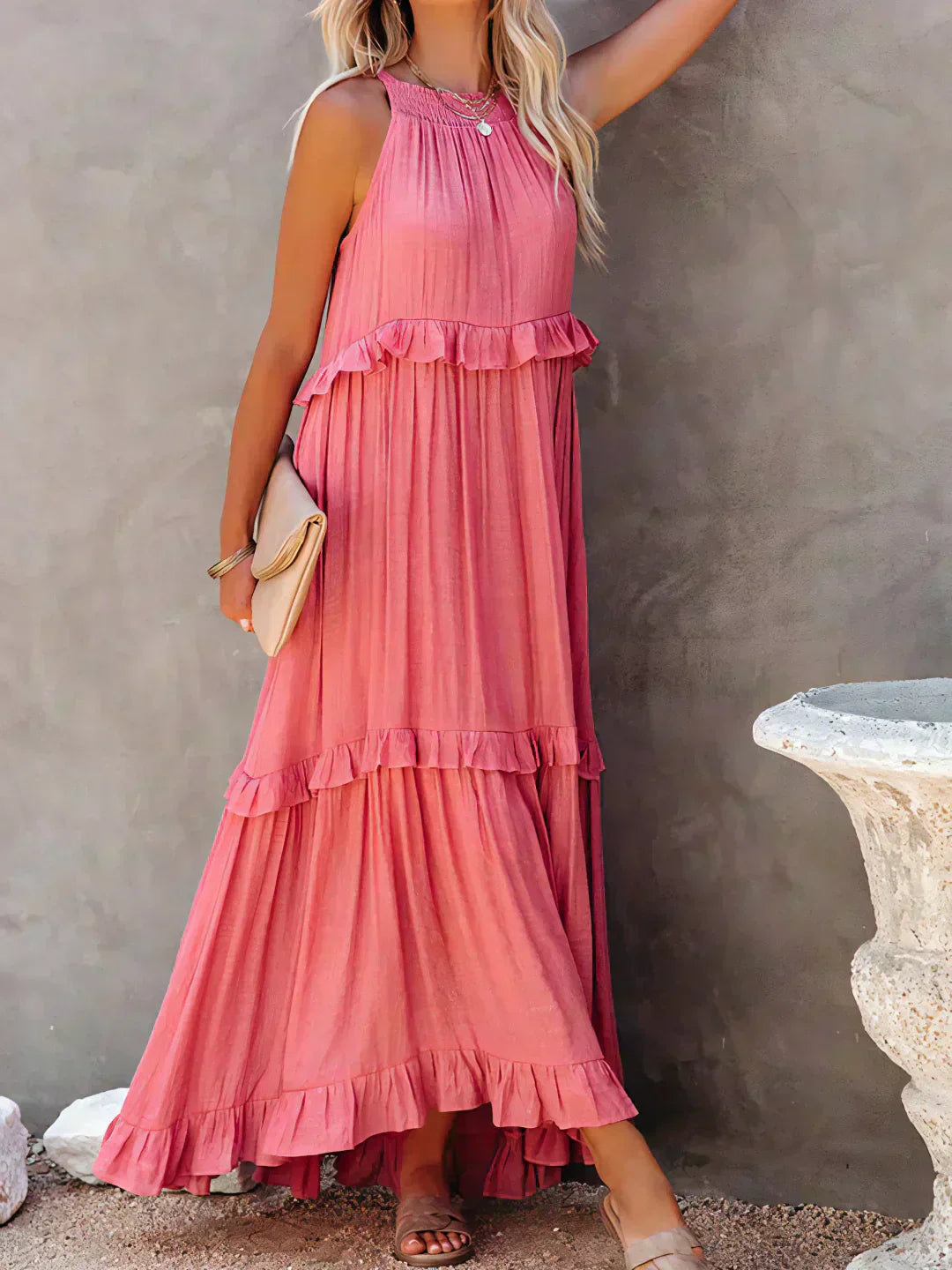LANDRY | Schickes ärmelloses Kleid mit Rüschenbesatz