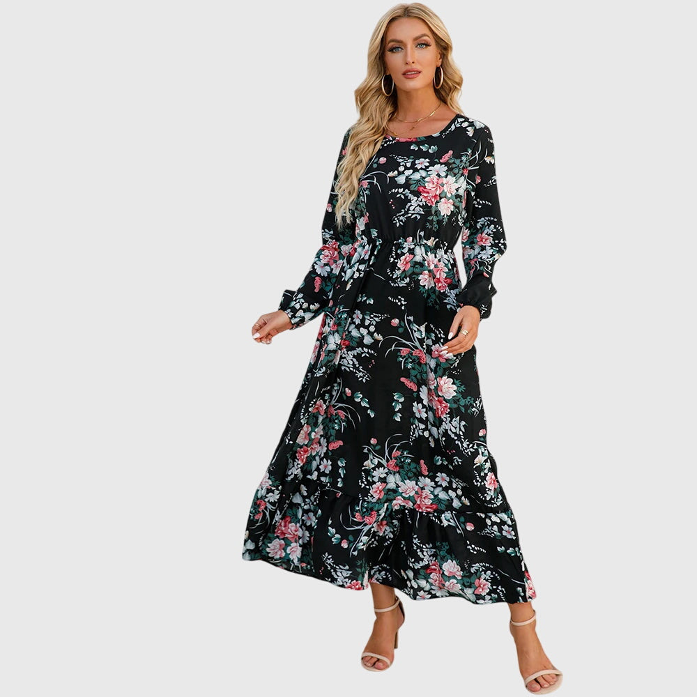 Chelsea – Maxi-Wickelkleid mit Blumenmuster und langen Ärmeln