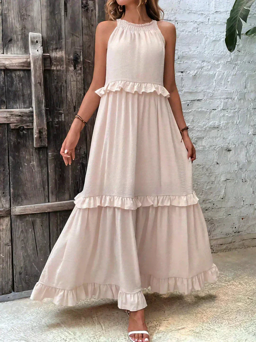 LANDRY | Schickes ärmelloses Kleid mit Rüschenbesatz
