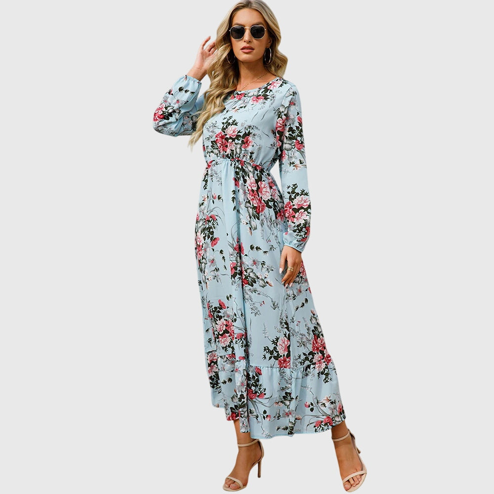 Chelsea – Maxi-Wickelkleid mit Blumenmuster und langen Ärmeln