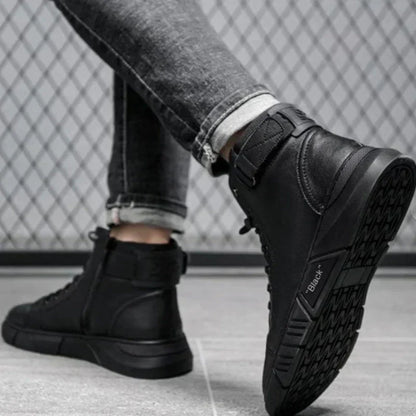 Brandon | Schwarze Leder-Schuhe mit hohem Schnitt