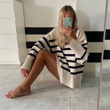 Gerda | Pullover mit Rundhalsausschnitt und Streifen